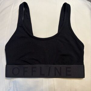 aerie Black Seamless 'OFFLINE' Elastic Band Sports Bra